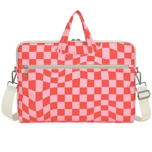 DACHEE Laptop Shoulder Bag for 15 Inch/15.6 Inch Macbook Pro (Pink Checker Shoulder, 15 inch/15.6 inch) - Image 4
