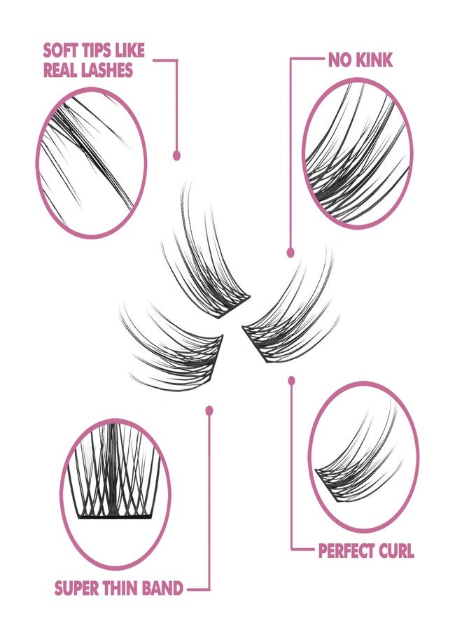 EASITENSION DIY Eyelash Extension, 3D Effect Individual Melt Flare Lash Cluster Natural Lashes Set, Home Eyelash Extension, D curl Lashes Pack 12mm,14mm (14MM-Spikes) - Image 2