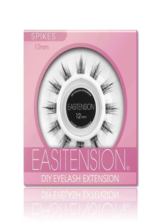 EASITENSION DIY Eyelash Extension, 3D Effect Individual Melt Flare Lash Cluster Natural Lashes Set, Home Eyelash Extension, D curl Lashes Pack 12mm,14mm (14MM-Spikes) - Image 1