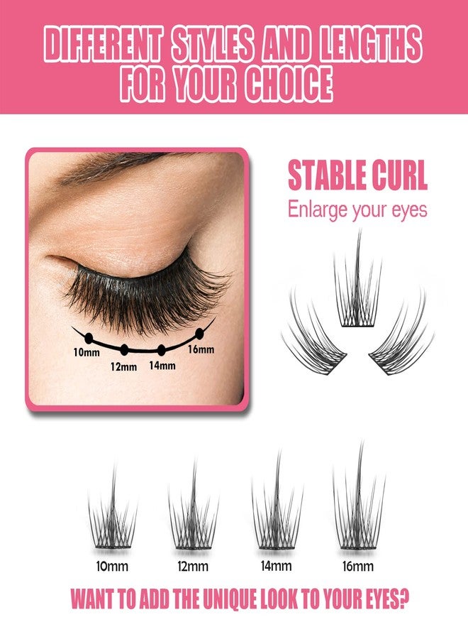 EASITENSION DIY Eyelash Extension, 3D Effect Individual Melt Flare Lash Cluster Natural Lashes Set, Home Eyelash Extension, D curl Lashes Pack 12mm,14mm (14MM-Spikes) - Image 4