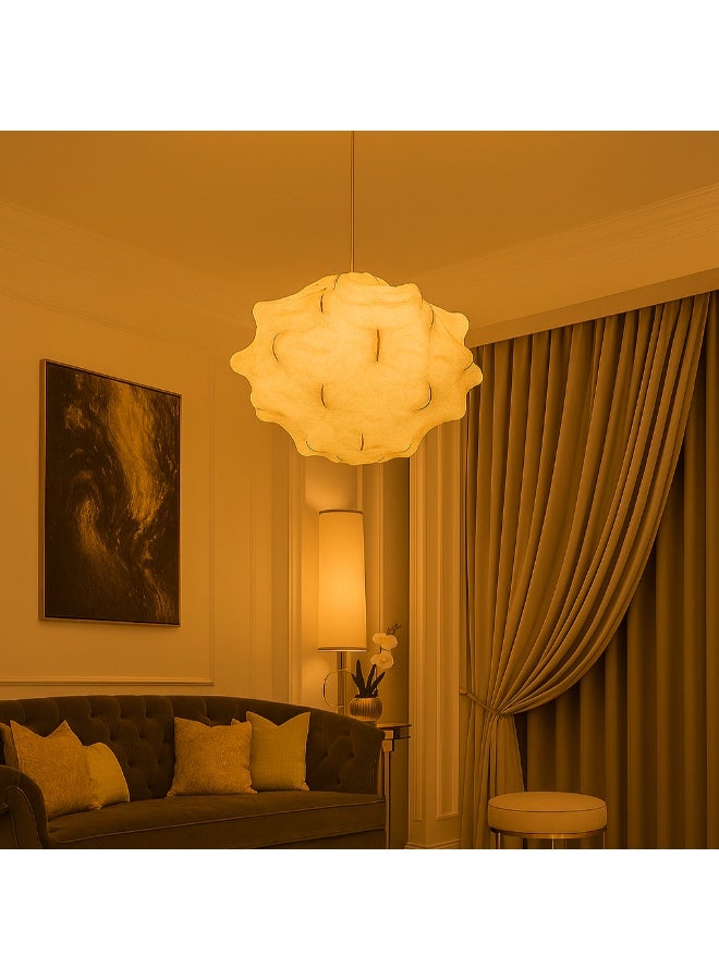 Luxury Silk Chandelier with an Internal Metal Structure for Warm Lighting that Adds a Refined Touch to Living Rooms and Bedrooms - Image 1