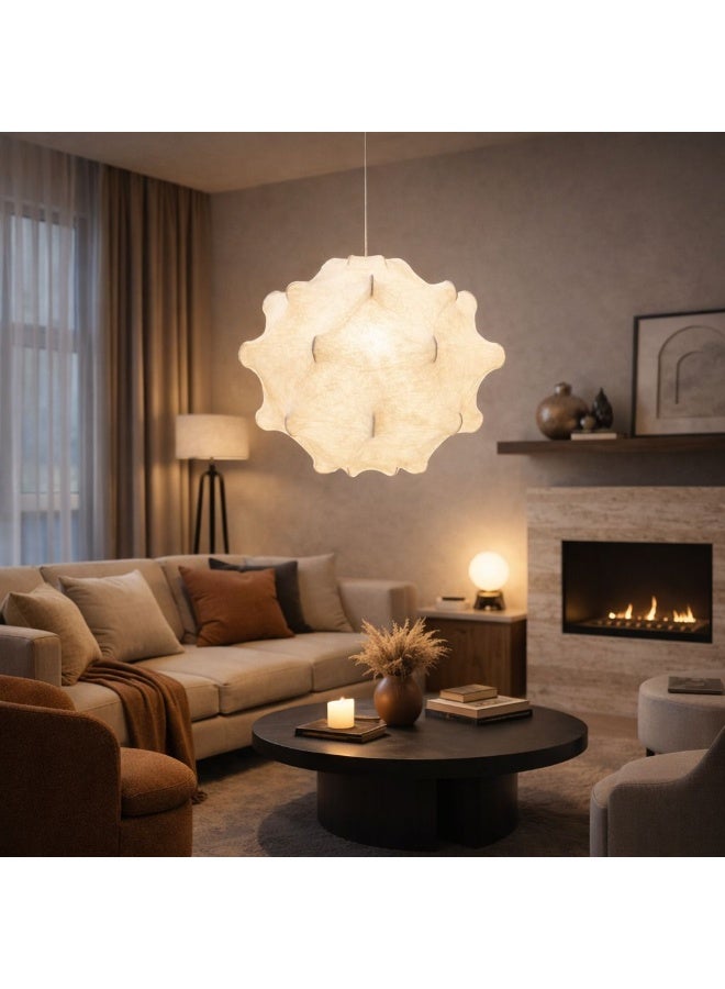 Luxury Silk Chandelier with an Internal Metal Structure for Warm Lighting that Adds a Refined Touch to Living Rooms and Bedrooms - Image 2