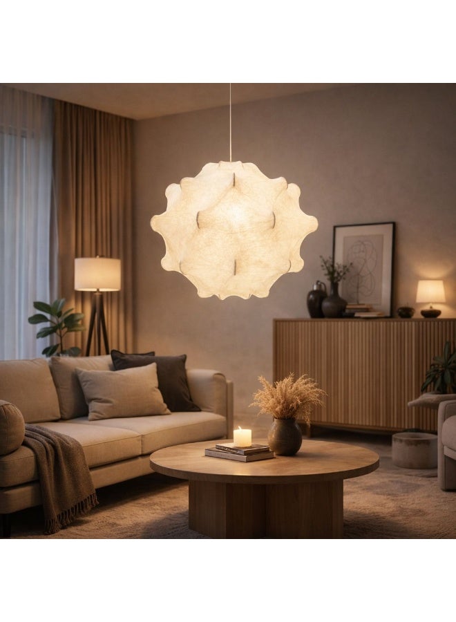 Luxury Silk Chandelier with an Internal Metal Structure for Warm Lighting that Adds a Refined Touch to Living Rooms and Bedrooms - Image 3