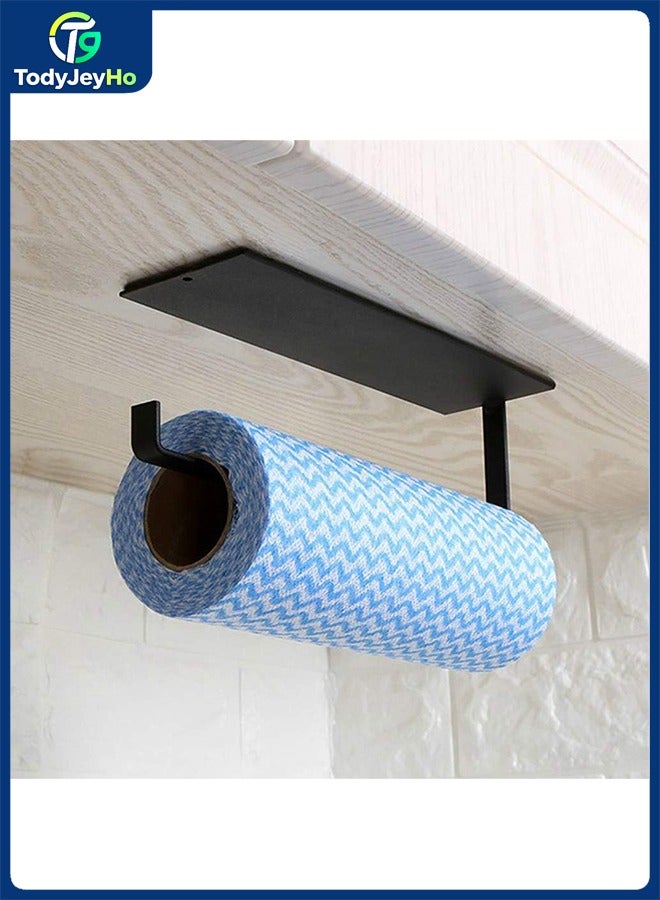 تودي جي هو حامل منشفة ورقية, حامل لفة المطبخ PaPer المثبتة على الحائط, منشفة رف مجلس الوزراء مناديل تخزين حامل, حامل لفة المرحاض اللاصق الذاتي, منشفة الأنسجة ورقة المعلق للحمام, مطبخ (أسود) - Image 1