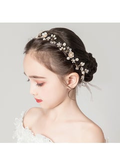 Kids Floral Headband Korean Fresh Flower Wire Golden White Flower Garland
