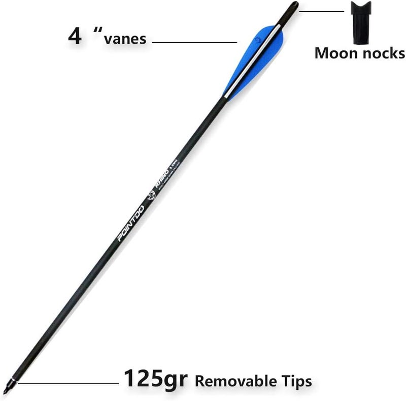 Pointdo 20inch Carbon Crossbow Bolts Crossbow Hunting Arrows with 4" Vanes and Replaced Arrowhead/Tip (12 Pack) - Image 2