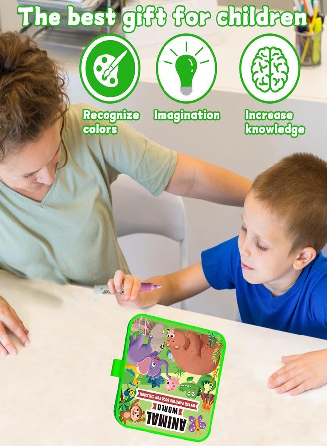 CartHome كتاب تلوين ورقي مائي، كتاب سحري للأطفال من عمر سنتين إلى خمس سنوات، لعبة تلوين سحرية ممتعة وقابلة لإعادة الاستخدام مع قلم مائي، محطة رسم تعليمية للأطفال، مناسبة للتعليم المبكر (حديقة حيوان). - Image 5