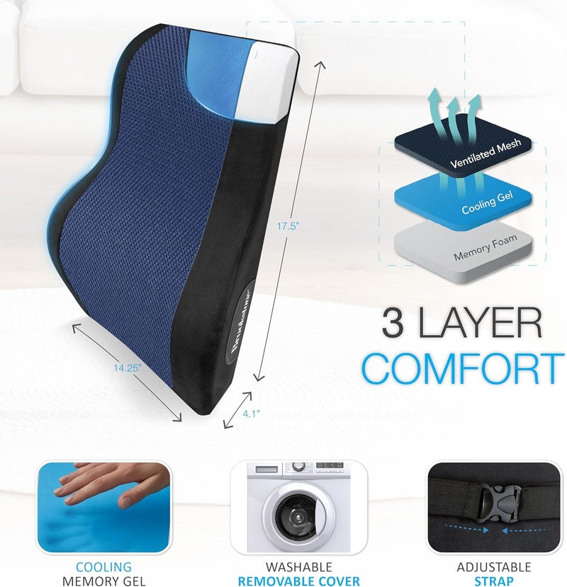 Brookstone BK1172 - Luxurious Back Support Pillow for Office Chairs and Cars, Lumbar Cushion with Premium Grade Memory Foam with Cooling Gel, Soft Plush Cover - Image 5