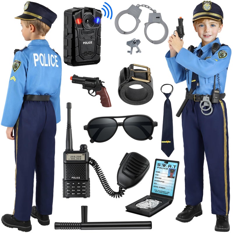 Luucio Police Costume for Kids Kids Police Officer Costume for Boys with Accessories Halloween Costumes for Boys - Image 2