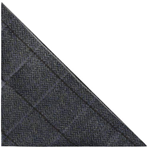 King & Priory Luxury Aegean Blue Herringbone Check Pocket Square, Handkerchief, Tweed - Image 2
