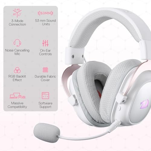 Redragon H510 PRO 3Mode RGB Gaming Headset 71 Surround Sound 53MM Audio Drivers in Memory Foam Ear Pads wDurable Fabric Cover Multi Platforms Headphone USB Powered for PCPS4NS - Image 3