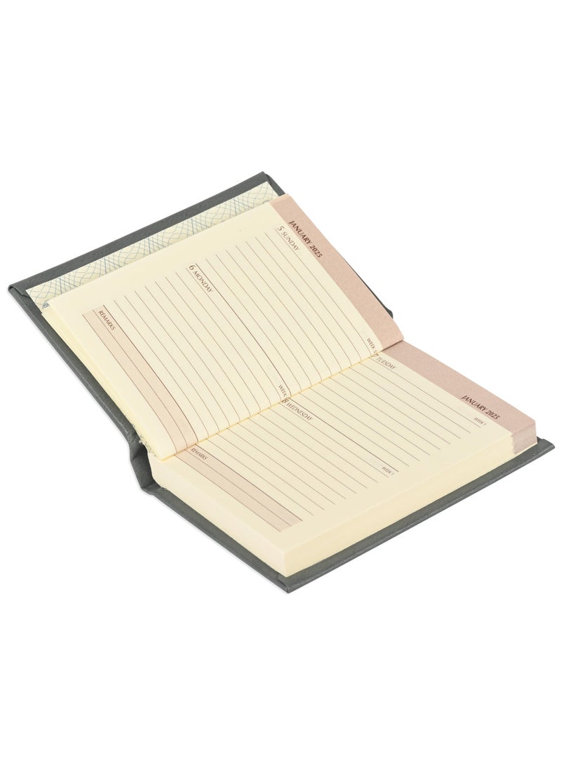 FIS Bonded Leather Pocket Diary 2025 (English) Hard Cover Grey - FSDI10EB25GY - Image 2
