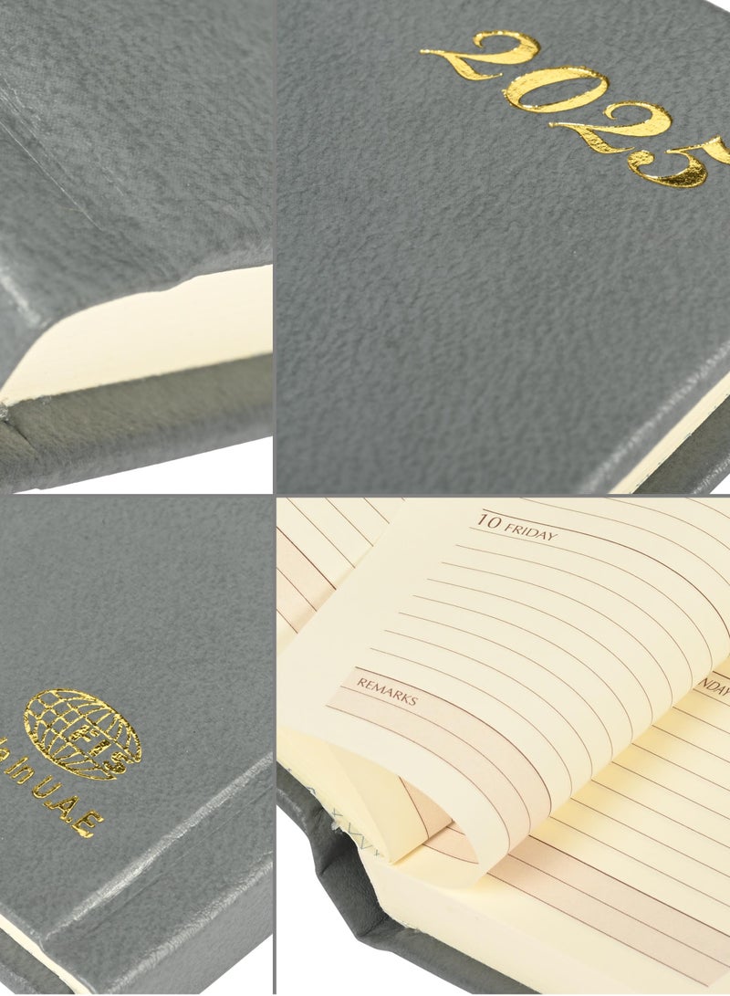 FIS Bonded Leather Pocket Diary 2025 (English) Hard Cover Grey - FSDI10EB25GY - Image 3