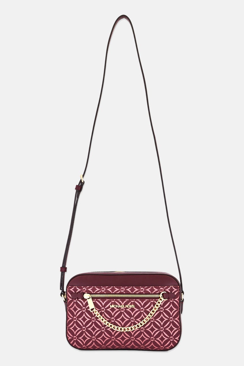 Michael Kors Women Brand Logo Cross Body Bag, Maroon  - Image 1