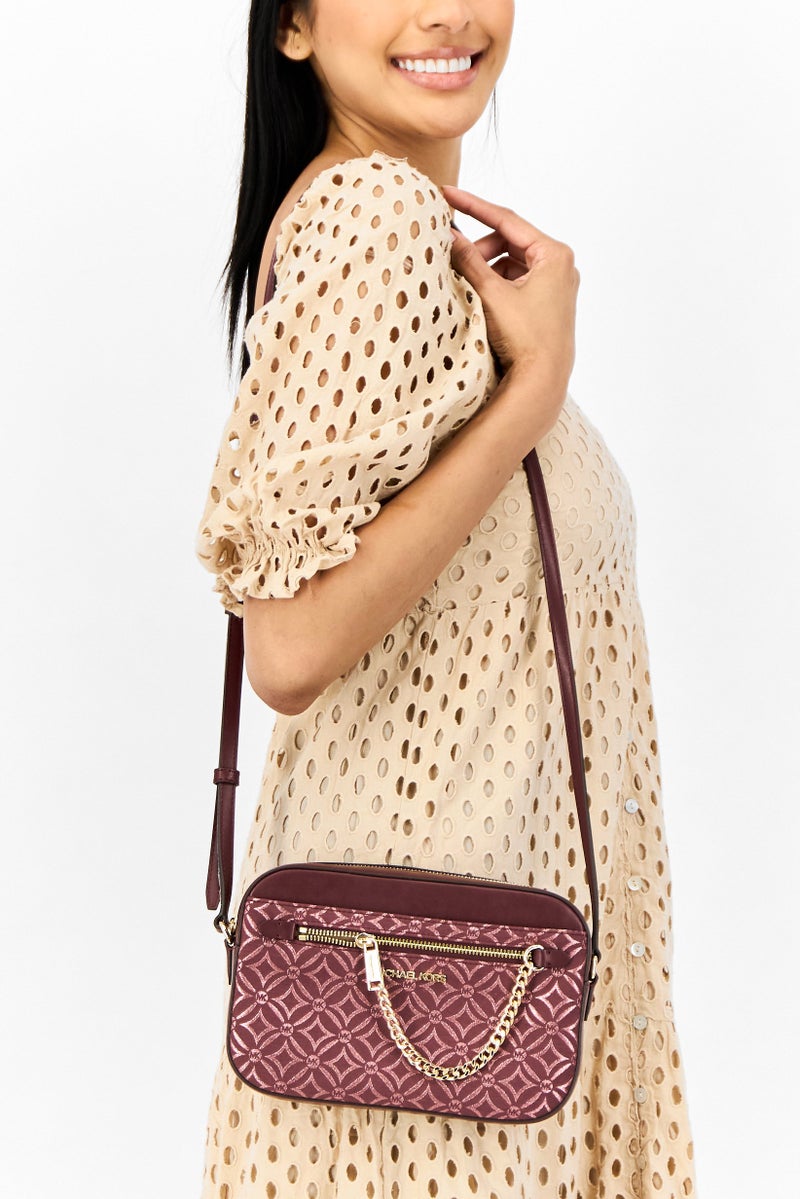 Michael Kors Women Brand Logo Cross Body Bag, Maroon  - Image 2