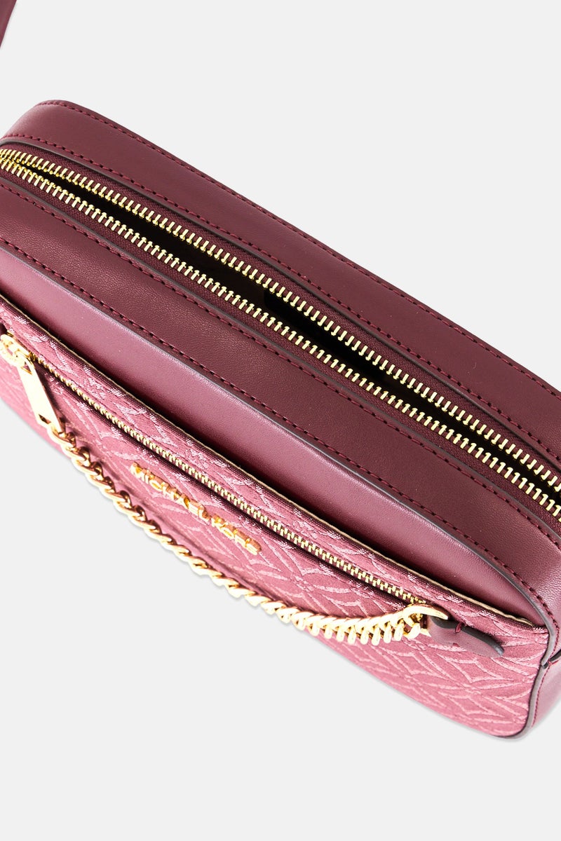 Michael Kors Women Brand Logo Cross Body Bag, Maroon  - Image 4
