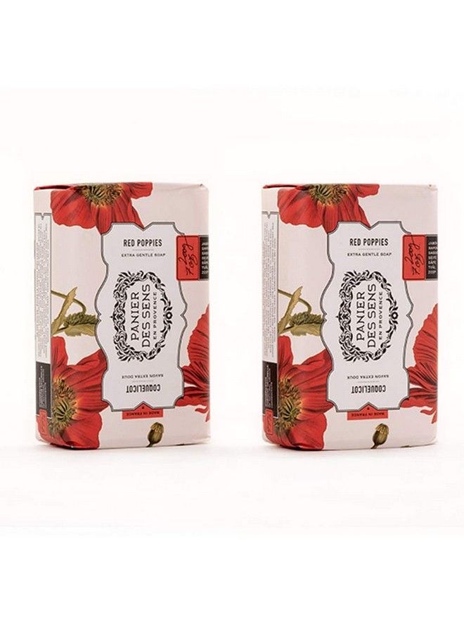 PANIER DES SENS Red Poppies Shea Butter Natural Bar Soap Bath & Body Soap Bars Made In France 95% Natural 2 Bars 7Oz/200G Each  - Image 2