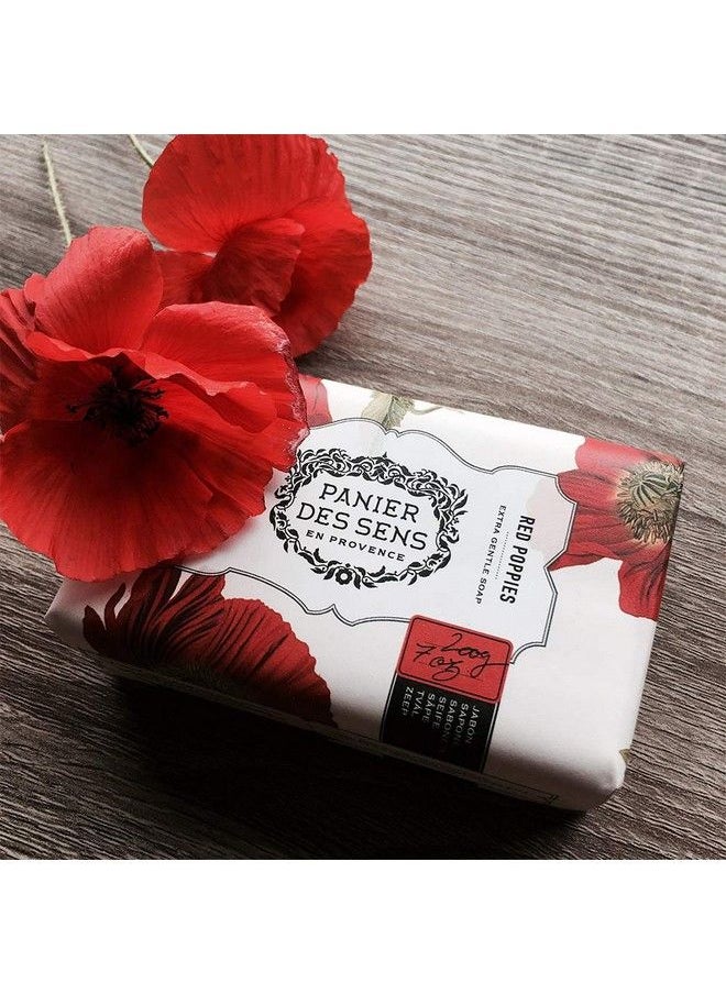 PANIER DES SENS Red Poppies Shea Butter Natural Bar Soap Bath & Body Soap Bars Made In France 95% Natural 2 Bars 7Oz/200G Each  - Image 3