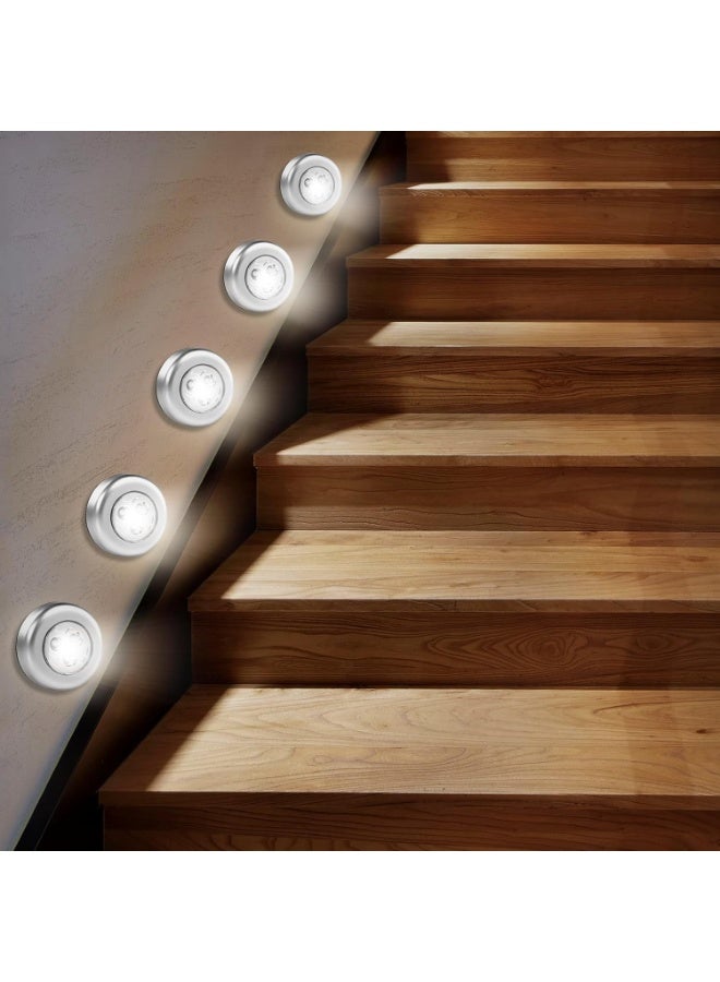 DUNISO 6 Pcs Puck Lights，Closet Light，Battery Powered Push Lights, LED Puck Lightings, Save Space，Convenient and Durable，for Hallway Bathroom Bedroom Kitchen Closet Car Interior，White Light - Image 3