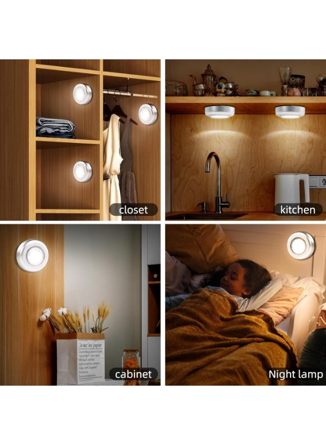 DUNISO 6 Pcs Puck Lights，Closet Light，Battery Powered Push Lights, LED Puck Lightings, Save Space，Convenient and Durable，for Hallway Bathroom Bedroom Kitchen Closet Car Interior，White Light - Image 5