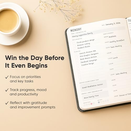 PRODUCTIVITY STORE Daily Planner 2025 (5" x 8") - The Ultimate Daily Workflow Planner with Hourly Schedule & Task List to Achieve Your Goals by PRODUCTIVITY STORE (A5, Black) - Image 4