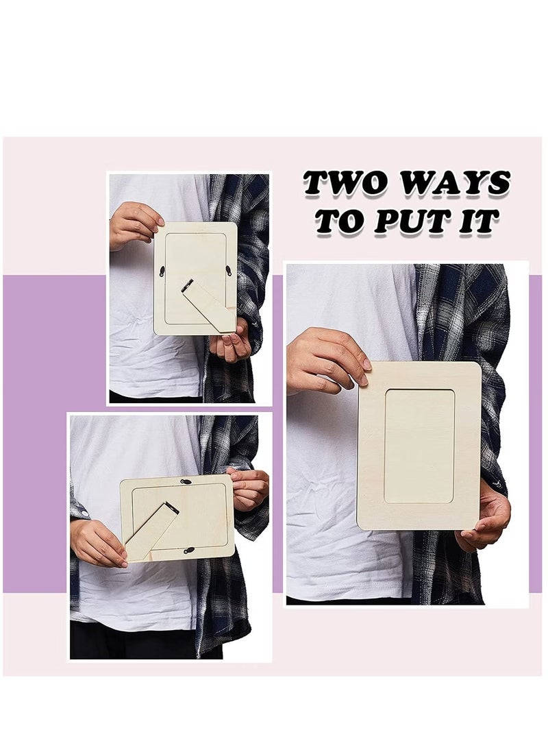 إيليلي (6 قطع) إطارات صور خشبية DIY إطارات صور خشبية صلبة غير مكتملة إطارات صور خشبية لعيد الميلاد للحرف اليدوية الحرف الخشبية للأطفال والكبار الفنون والحرف اليدوية مشاريع الرسم DIY 7.9 × 5.9 بوصة - Image 2