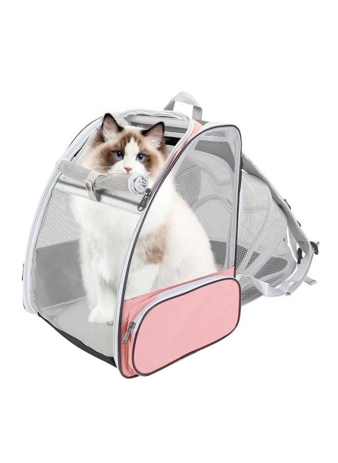 SSAWcasa - Cat Backpack Expandable,Large Pet Carrier Backpack,Cat Bookbag,Airline Approved Pet Travel Backpack Carrier Bag,Clear Outdoor Hiking Backpack for Small Dog Cat Puppy Kitten Bunny Bird Chicken (Pink) - Image 1