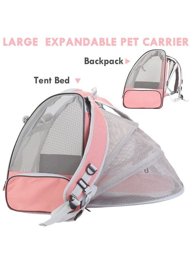 SSAWcasa - Cat Backpack Expandable,Large Pet Carrier Backpack,Cat Bookbag,Airline Approved Pet Travel Backpack Carrier Bag,Clear Outdoor Hiking Backpack for Small Dog Cat Puppy Kitten Bunny Bird Chicken (Pink) - Image 1
