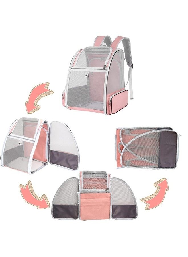SSAWcasa - Cat Backpack Expandable,Large Pet Carrier Backpack,Cat Bookbag,Airline Approved Pet Travel Backpack Carrier Bag,Clear Outdoor Hiking Backpack for Small Dog Cat Puppy Kitten Bunny Bird Chicken (Pink) - Image 1