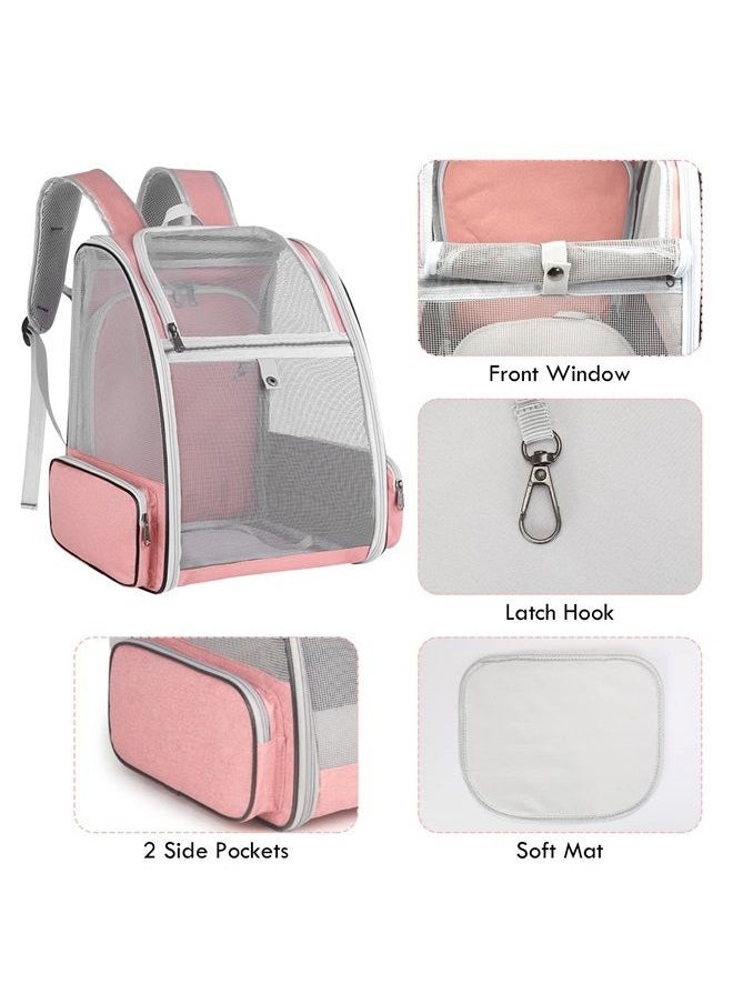 SSAWcasa - Cat Backpack Expandable,Large Pet Carrier Backpack,Cat Bookbag,Airline Approved Pet Travel Backpack Carrier Bag,Clear Outdoor Hiking Backpack for Small Dog Cat Puppy Kitten Bunny Bird Chicken (Pink) - Image 1