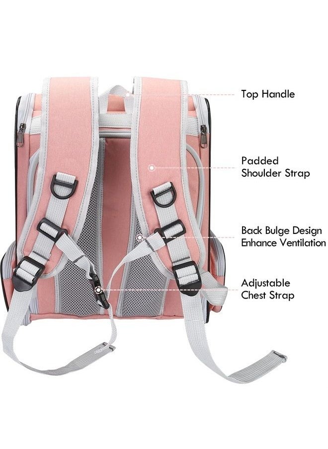 SSAWcasa - Cat Backpack Expandable,Large Pet Carrier Backpack,Cat Bookbag,Airline Approved Pet Travel Backpack Carrier Bag,Clear Outdoor Hiking Backpack for Small Dog Cat Puppy Kitten Bunny Bird Chicken (Pink) - Image 1