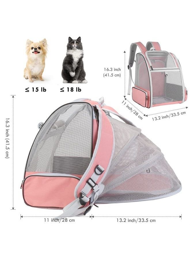 SSAWcasa - Cat Backpack Expandable,Large Pet Carrier Backpack,Cat Bookbag,Airline Approved Pet Travel Backpack Carrier Bag,Clear Outdoor Hiking Backpack for Small Dog Cat Puppy Kitten Bunny Bird Chicken (Pink) - Image 1