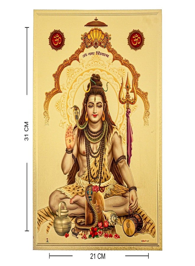 Hawai Lord Shiva Gold Plated Foil Hindu God Religious Poster for Décor and Worship Use SFDI00635_NOF_8X12 - Image 2