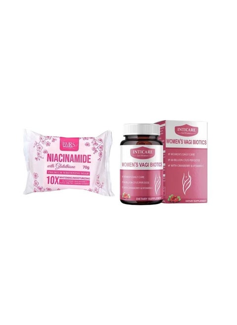 Niacinamide with glutathione soap and intacare womens vagi biotics