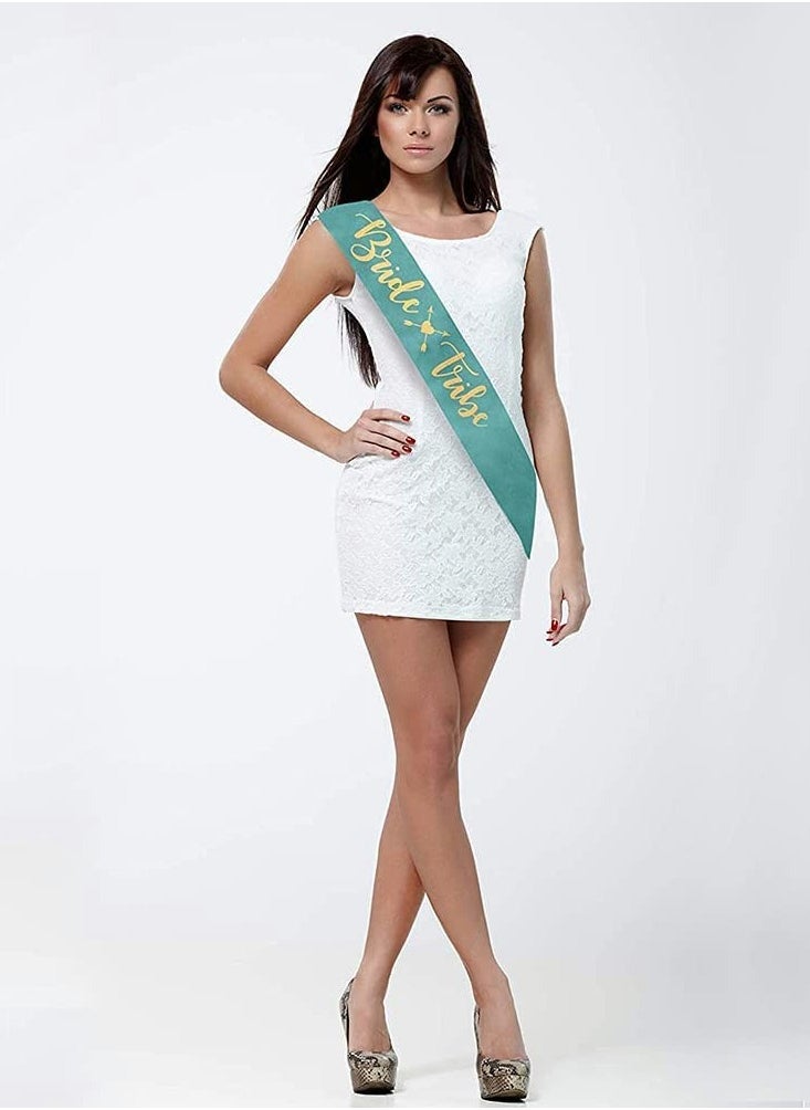 Excefore - Bride to be/Bride Tribe Sash Set, 8 Pcs Hen Party Sash with Rosette Sticker and Badge - Image 1