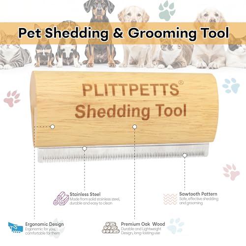 PLITTPETTS Dog Brush for Shedding, Deshedding Grooming Tool for Dogs, Cats & Horses, Dog Grooming Brush Pet Hair Removal Tool Painlessly Remove for All Hair Types, 5.2 Inch Ergonomic Handle - Image 4