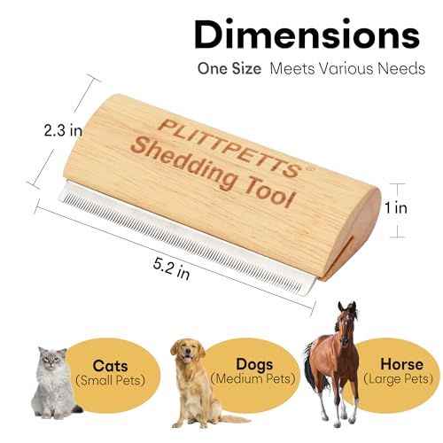 PLITTPETTS Dog Brush for Shedding, Deshedding Grooming Tool for Dogs, Cats & Horses, Dog Grooming Brush Pet Hair Removal Tool Painlessly Remove for All Hair Types, 5.2 Inch Ergonomic Handle - Image 2