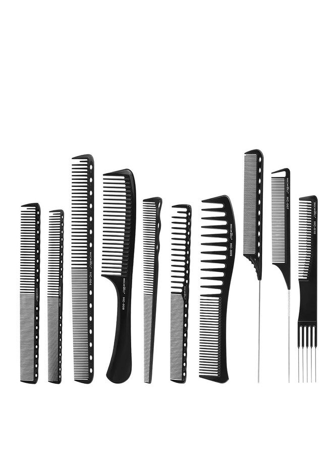 Ikonic Professional Hair Dressing Comb Set of 10 with Pouch for Detangling, Frizz Free Styling & Shine, Durable & Chemical Resistant, For All Hair Types, Personal Use, Salons, Beauty Parlours & Spas - Image 1