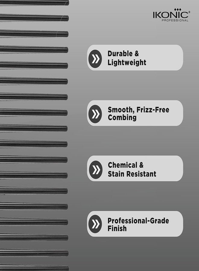 Ikonic Professional Hair Dressing Comb Set of 10 with Pouch for Detangling, Frizz Free Styling & Shine, Durable & Chemical Resistant, For All Hair Types, Personal Use, Salons, Beauty Parlours & Spas - Image 3