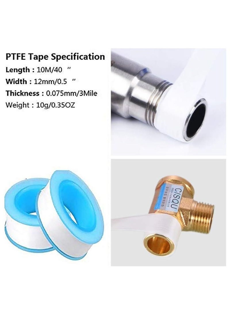 ELTRAZONE Teflon PTFE Thread Seal Tape, 12mm x 0.075mm x 10m, Yellow, Pack of 2, PTFE TAPE2  - Image 2