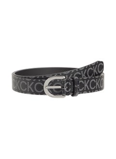 CALVIN KLEIN Women's Monogram Round Belt - 25mm - Leather, Black  - Image 2
