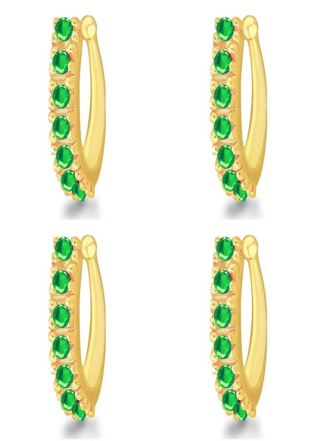 MEENAZ Nath Nose Ring Press pin for Women Girls Wedding design Traditional American diamond Jewellery Clip on Pressing Type Without Piercing Crystal Gold Ruby Green AD CZ - NATH COMBO-M168 - Image 1
