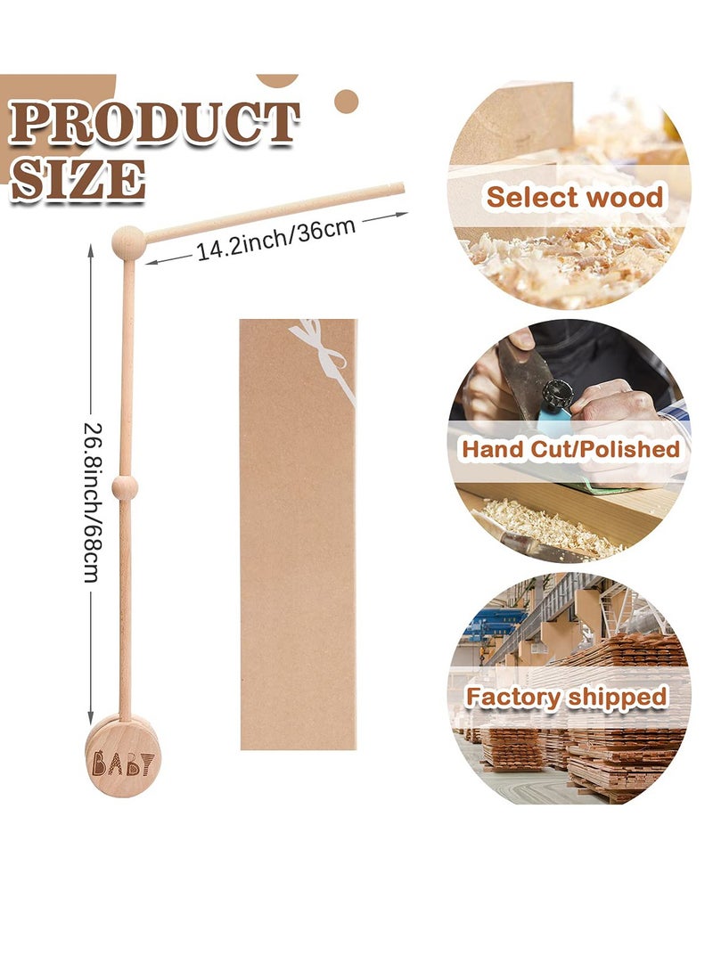 Excefore ذراع حامل موبايل للأطفال مع علبة موسيقى دوارة، 30 بوصة شماعات من خشب الزان، ملحق مقاوم للزلق، مناسب لتزيين غرفة الرضع للبنات والأولاد - Image 2