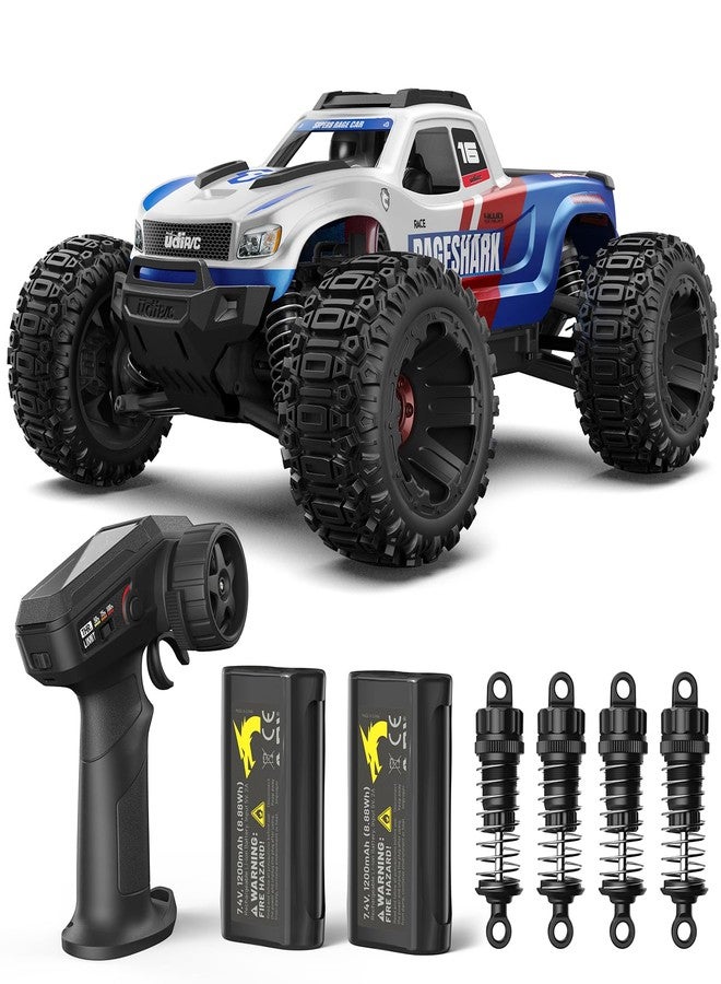 UDIRC Fast RC Cars for Adults, Upgradable 56 MPH, Heavy Duty RC Truck, 4X4 Off Road All Terrain 2.4Ghz RTR 1:16 Remote Control Car, Monster Truck with 2 Rechargeable Batteries for Beginners and Boys - Image 1