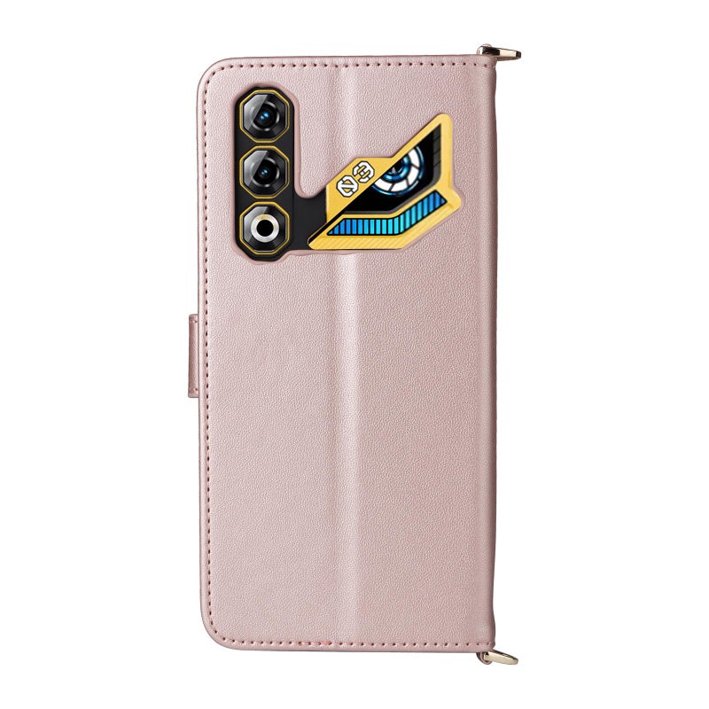 erorex For ZTE nubia Neo 3 GT 5G Multifunctional 6-Card Slots Leather Phone Case with Wrist Strap(Pink) - Image 3