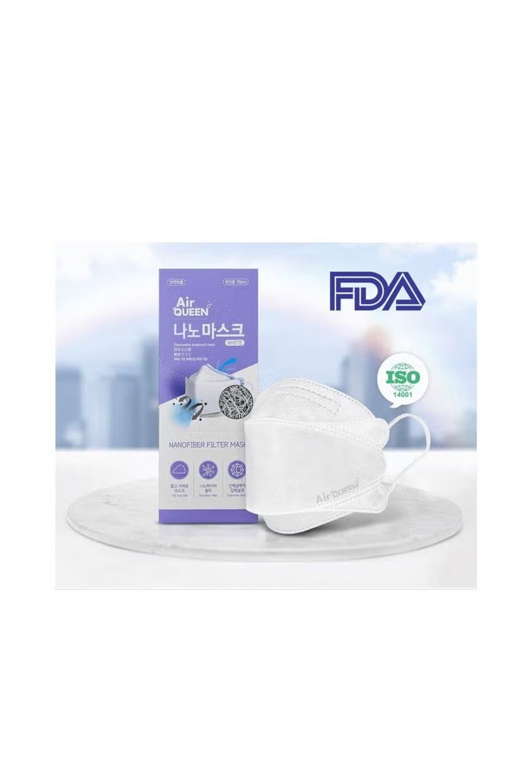 اير كوين كمامة وجه من الألياف النانوية للكبار، لون أبيض، قطعة واحدة - Image 1