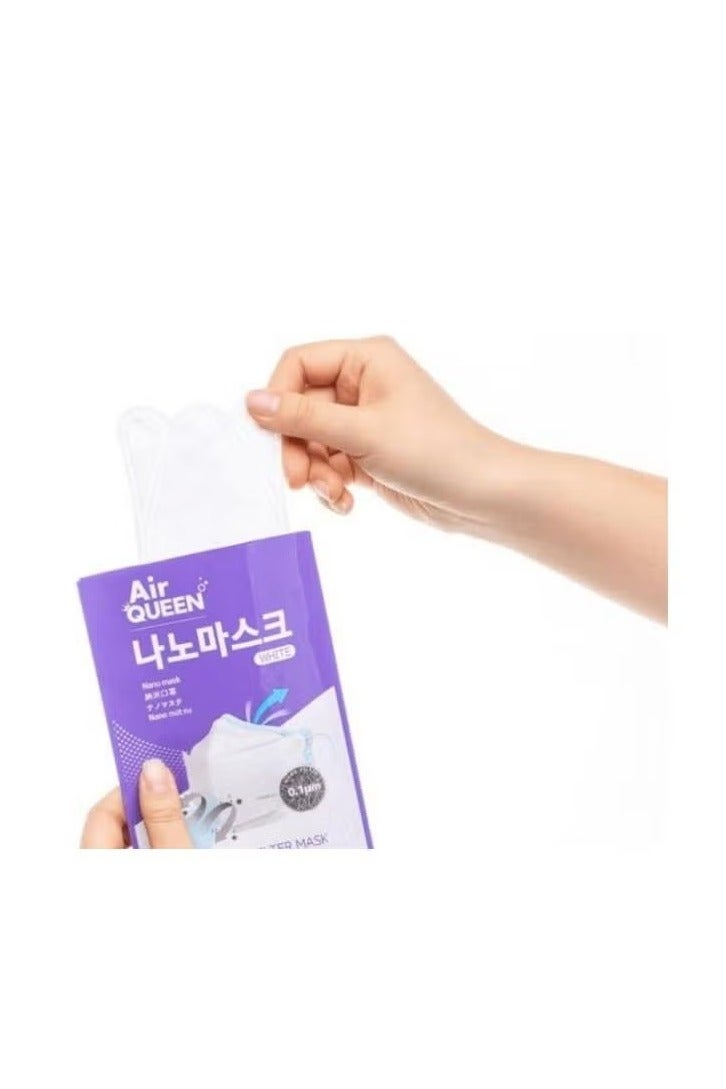 اير كوين كمامة وجه من الألياف النانوية للكبار، لون أبيض، قطعة واحدة - Image 2