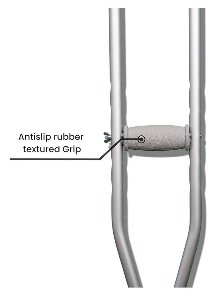 مرقمة عكاز تحت الإبط مع تعديل الارتفاع | عكاز للساعد قابل للتعديل لكبار السن والمرضى وذوي الاحتياجات الخاصة | عكاز طبي للقدم - Image 2