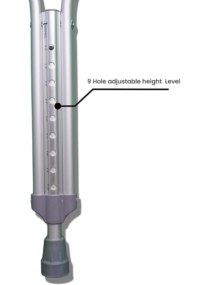 مرقمة عكاز تحت الإبط مع تعديل الارتفاع | عكاز للساعد قابل للتعديل لكبار السن والمرضى وذوي الاحتياجات الخاصة | عكاز طبي للقدم - Image 4