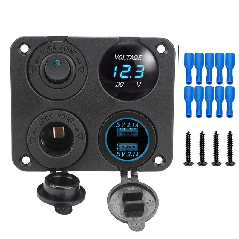 Wivplex 12V 4 In 1 Car Charger with Dual USB and Voltmeter - Image 1